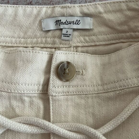 Madewell Capital A-Line Denim Mini Skirt with Belt in Vanilla Ivory - Picture 4 of 6